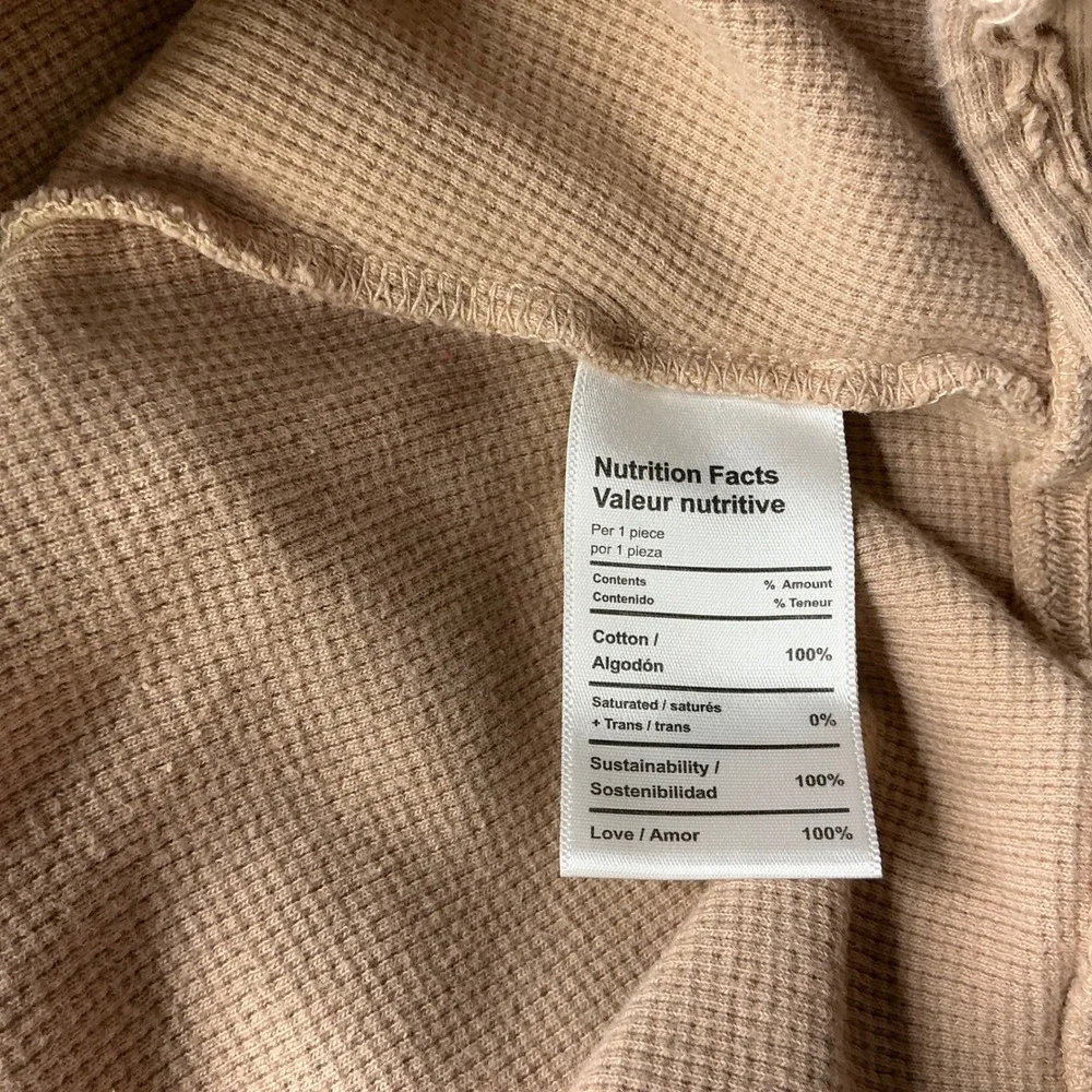Ascot + Hart Waffle Knit Pullover Sweatshirt‎ Medium Beige Raw Hem Minimalist - Picture 4 of 6
